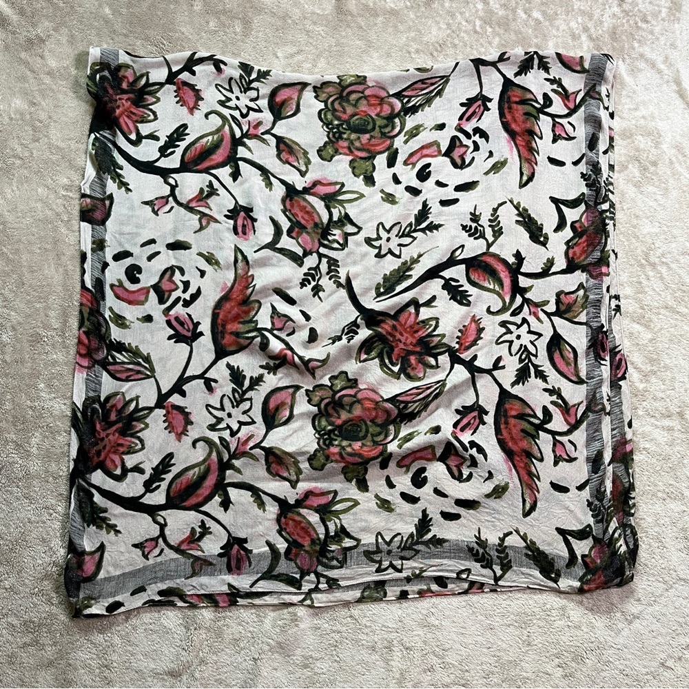 Vintage Wrap Muted Floral Shawl Long Lightweight Scarf